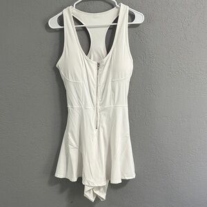 White tennis Dress with Zipper & Built in shorts